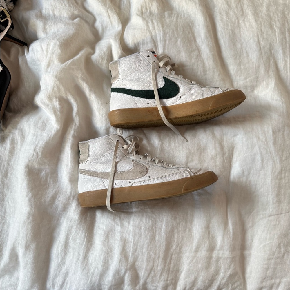 Custom Nike High Tops in Green/Cream